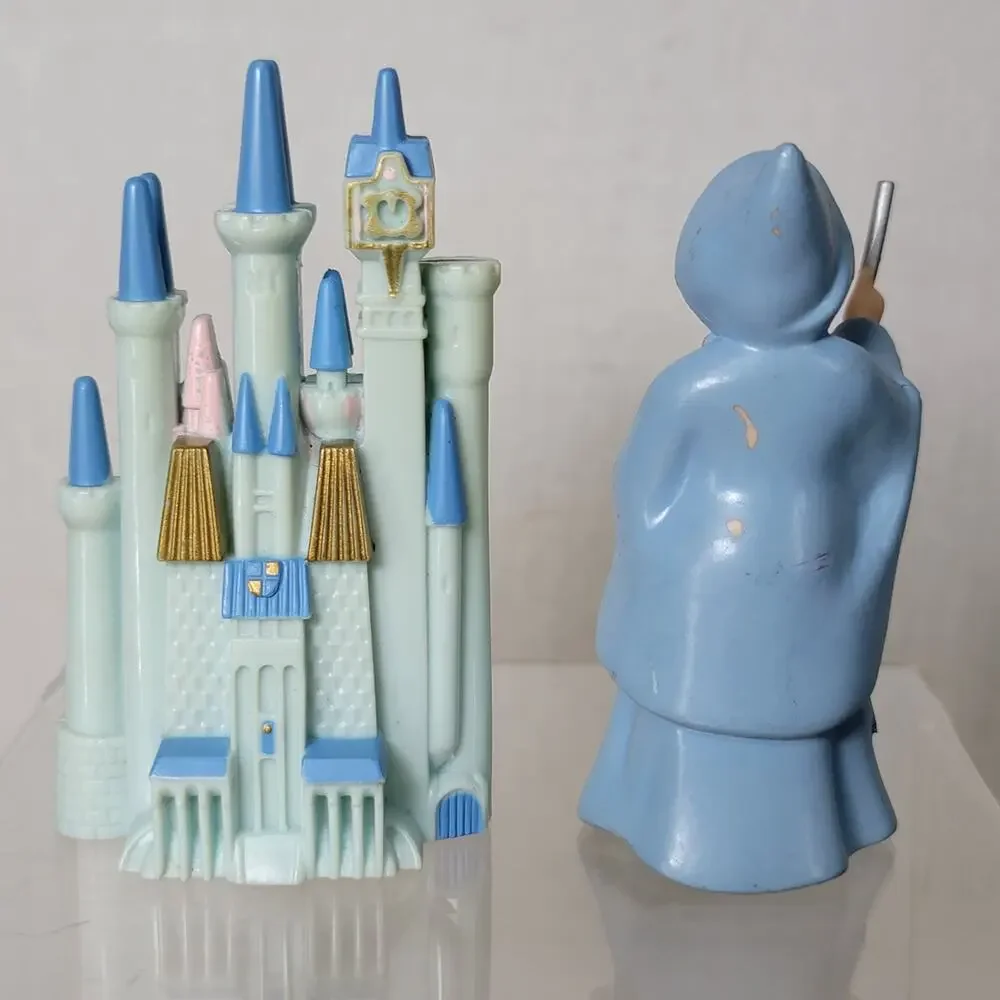 Set of 2 Disney Cinderella Figurines: Cinderella's Castle & Fairy Godmother